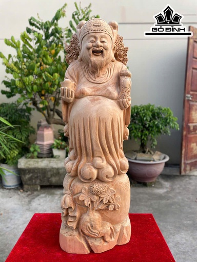 Tượng Thần Tài Gỗ Ngọc Am Cao 91 Ngang 32 Sâu 23 (cm)