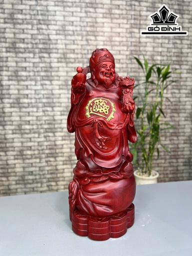 Tượng Thần Tài Gỗ Tử Đàn Cao 60 Ngang 22 Sâu 20 (cm)