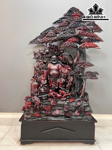 Tượng Phật Di Lặc Ngũ Phúc Gỗ Trắc Cao 187 Ngang 110 Sâu 50 (cm)