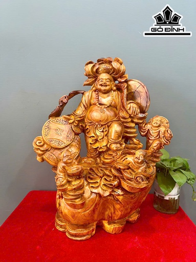 Tượng Phật Di Lặc Tam Phúc Gỗ Hương Cao 60 Ngang 50 Sâu 27 (cm)