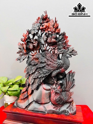 Tượng Phu Thê Viên Mãn Gỗ Trắc Cao 68 Ngang 42 Sâu 14 (cm)