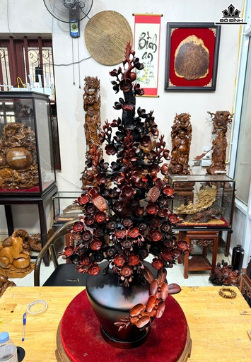 Bình Hoa Mai Gỗ Trắc Cao 100 Ngang 48 Sâu 32 (cm)