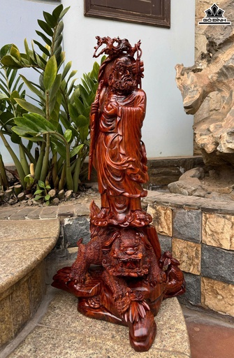 Tượng Đạt Ma Thuần Nghê Gỗ Sưa Cao 63 Ngang 33 Sâu 28 (cm)