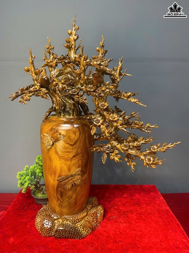 Bình Hoa Mai Phú Quý Gỗ Bách Xanh Cao 79 Ngang 65 Sâu 30 (cm)