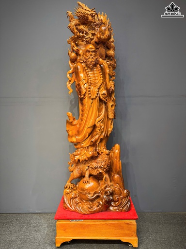 Tượng Đạt Ma Hàng Long Phục Nghê Gỗ Ngọc Am Cao Cả Kỷ 220 Ngang 72 Sâu 40 (cm) - Kỷ Cao 30 (cm)
