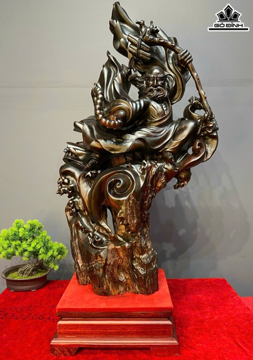 Tượng Đạt Ma Múa Võ Gỗ Trắc Cao 86 Ngang 42 Sâu 22 (cm) - Kỷ Cao 10 (cm)