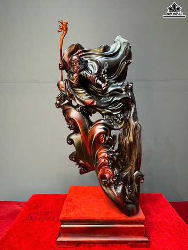 Tượng Đạt Ma Múa Võ Gỗ Trắc Cao Cả Kỷ 78 Ngang 35 Sâu 36 (cm) - Kỷ Cao 10 (cm)