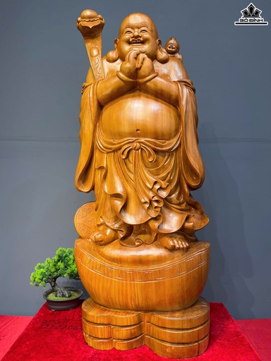 Tượng Phật Di Lặc Chúc Phúc Gỗ Ngọc Am Cao 108 Ngang 45 Sâu 23 (cm)