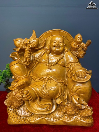 Tượng Phật Di Lặc Nhất Phúc Gỗ Ngọc Am Cao 46 Ngang 42 Sâu 30 (cm)