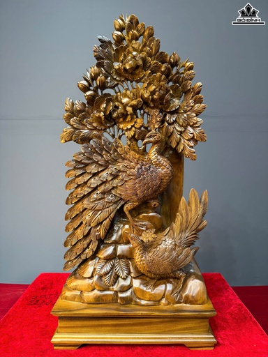 Tượng Phu Thê Viên Mãn Gỗ Bách Xanh Cao Cả Kỷ 85 Ngang 40 Sâu 18 (cm) - Kỷ Cao 10 (cm)