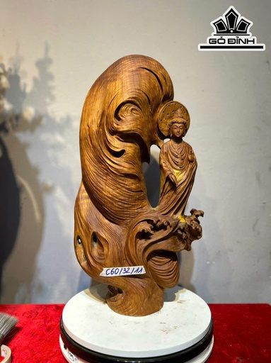 Tượng Phật Đại Thế Chí Bồ Tát Gỗ Gõ Cao 60 Ngang 32 Sâu 11 (cm)