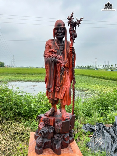 Tượng La Hán Trường My Gỗ Trắc Cao 105 Ngang 33 Sâu 33 (cm)