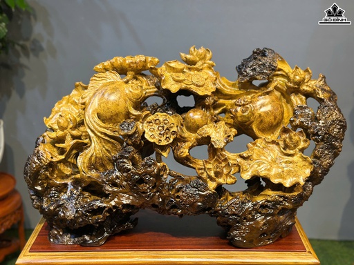 Tượng Con Cá Gỗ Nu Kháo Cao Cả Kỷ 48 Ngang 80 Sâu 34 (cm)