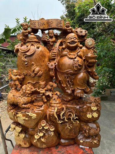 Tượng Phật Di Lặc Khang Ninh Gỗ Nu Ngọc Am Cao 137 Ngang 47 Sâu 96 (cm)