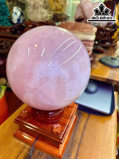 Bi Cầu Đá Thạch Anh Hồng Đường Kính 20,5 Nặng 12,9kg