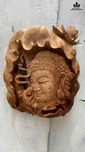 Diện Phật Gỗ Nu Ngọc Am Cao 45 Ngang 38 Sâu 13 (cm)