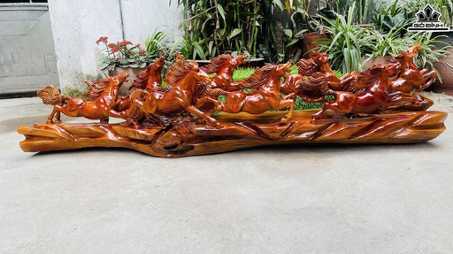 Tượng Mã Đáo Thành Công Gỗ Ngọc Am Cao 30 Ngang 124 Sâu 23 (cm)