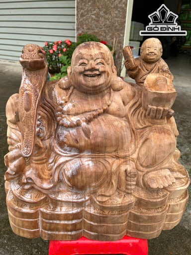 Tượng Phật Di Lặc Nhất Phúc Gỗ Ngọc Am Cao 40 Ngang 42 Sâu 26 (cm)