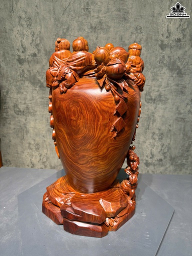 Bình Phú Quý Ngũ Phúc Gỗ Cẩm Cao 66 Ngang 36 Sâu 33 (cm)