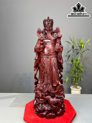 Tượng Thần Tài Gỗ Tử Đàn Cao 80 Ngang 29 Sâu 25 (cm)