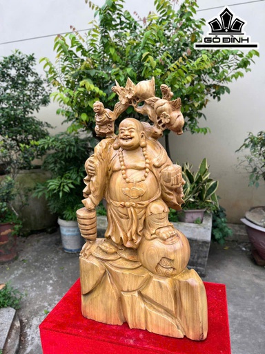 Tượng Phật Di Lặc Nhất Phúc Gỗ Xá Xị Cao 82 Ngang 43 Sâu 20 (cm)