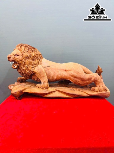 Tượng Sư Tử Gỗ Hương Cao 38 Ngang 72 Sâu 26 (cm)
