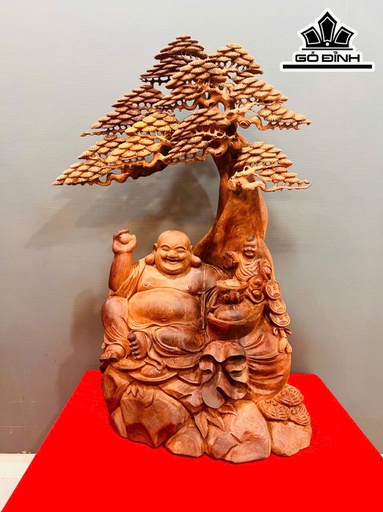 Tượng Phật Di Lặc Nhất Phúc Gỗ Hương Cao 88 Ngang 64 Sâu 40 (cm)