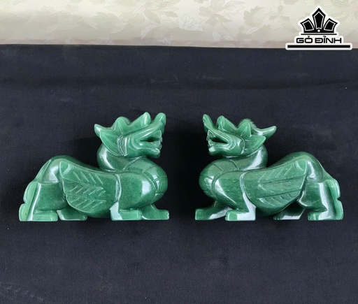 Đôi Tỳ Hưu Ngọc Đông Linh Aventurine Tổng 1,45kg KT 12,8x10x5,5 (cm)