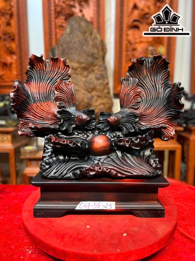 Tượng Cá Xiêm Gỗ Trắc Cao 47 Ngang 55 Sâu 25 (cm)