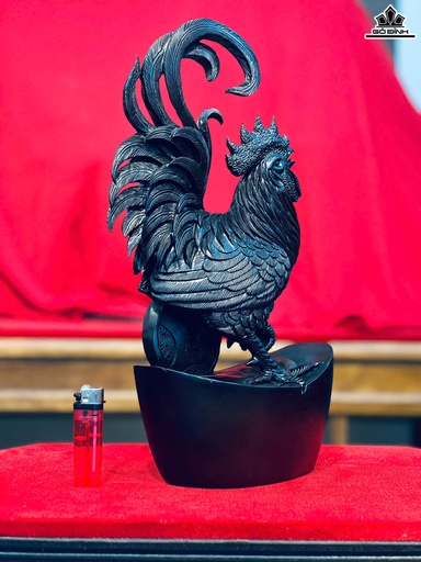 Tượng Gà Trống Gỗ Trắc Cao 37 Ngang 17 Sâu 10 (cm)