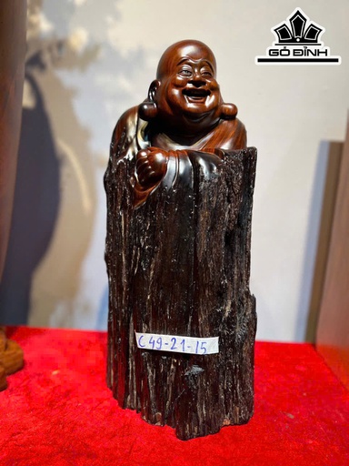 Tượng Phật Di Lặc Bán Thân Gỗ Trắc Cao 49 Ngang 21 Sâu 15 (cm)