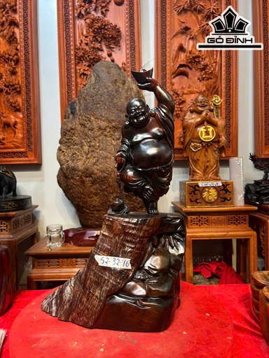 Tượng Phật Di Lặc Gỗ Trắc Cao 52 Ngang 32 Sâu 16 (cm)