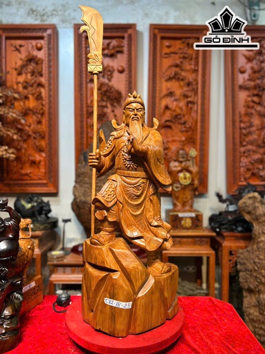 Tượng Quan Công Gỗ Ngọc Am Cao 82 Ngang 38 Sâu 23 (cm)