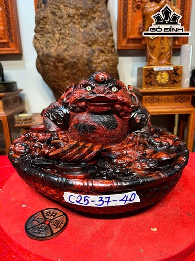 Tượng Thiềm Thừ Gỗ Trắc Cao 25 Ngang 37 Sâu 40 (cm)