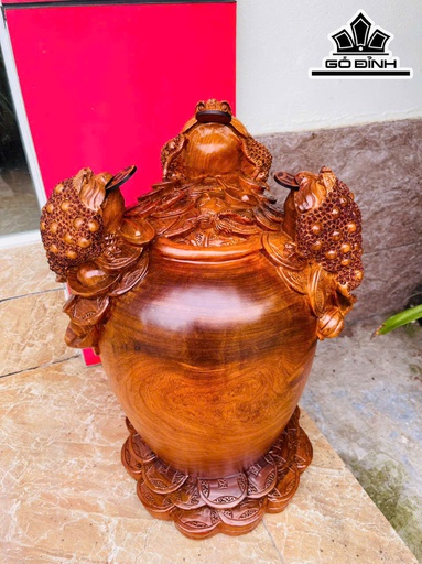 Tượng Phật Di Lặc Nhị Phúc Gỗ Sưa Cao 30 Ngang 46 Sâu 20 (cm) - 7kg