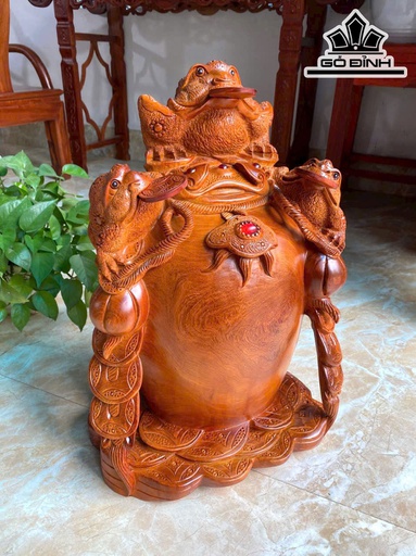 Tượng Tam Cóc Ngậm Tiền Gỗ Hương Cao 50 Ngang 35 Sâu 26 (cm) - 19kg