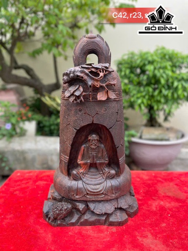 Tượng Đạt Ma Giác Ngộ Gỗ Trắc Cao 42 Ngang 23 Sâu 20 (cm)