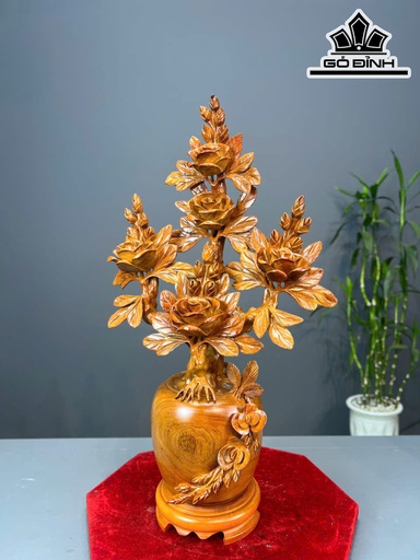 Bình Hoa Hồng Gỗ Hương Cao 70 Ngang 40 Sâu 20 (cm)
