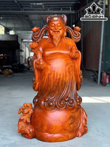 Tượng Thần Tài Gỗ Hương Cao 118 Ngang 73 Sâu 48 (cm)