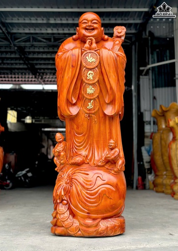 Tượng Phật Di Lặc Chúc Phúc Gỗ Hương Cao 200 Ngang 67 Sâu 60 (cm)