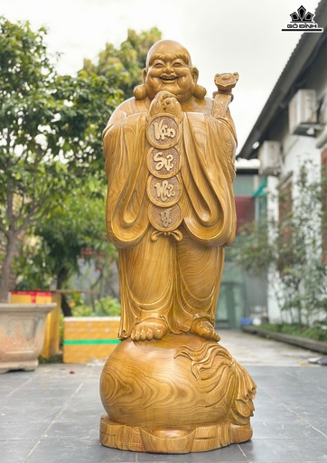 Tượng Phật Di Lặc Chúc Phúc Gỗ Cẩm Vàng Cao 170 Ngang 68 Sâu 43 (cm)