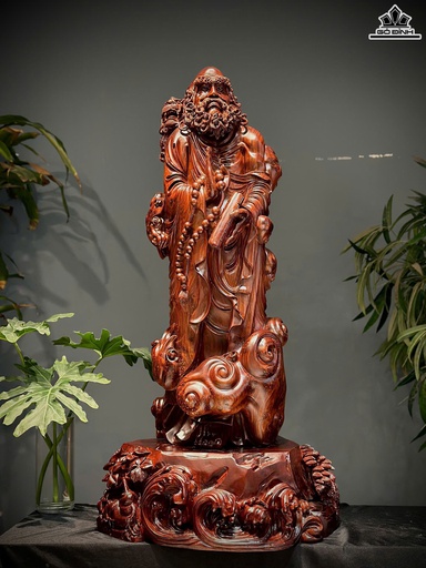 Tượng Đạt Ma Sư Tổ Gỗ Tử Đàn Cao 104 Ngang 56 Sâu 48 (cm)