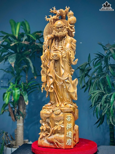 Tượng Đạt Ma Sư Tổ Gỗ Ngọc Am Cao 110 Ngang 26 Sâu 25 (cm)