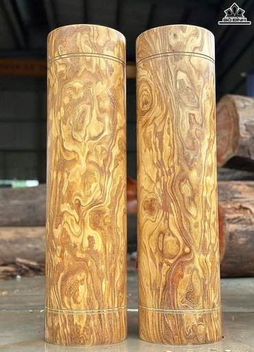 Cặp Trụ Trời Gỗ Cẩm Vàng Cao 140 Đường Kính 38 (cm)