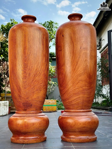 Cặp Bình Phú Quý Gỗ Hương Cao 120 Đường Kính 41 (cm)