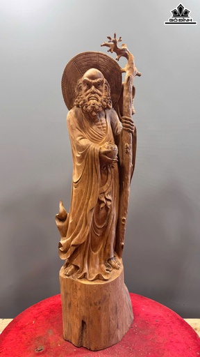 Tượng Đạt Ma Khất Thực Gỗ Ngọc Am Cao 82 Ngang 23 Sâu 25 (cm)