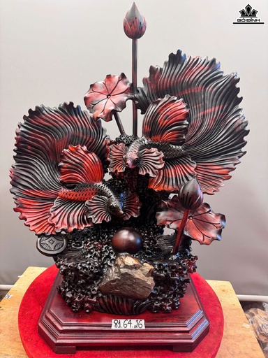 Tượng Cá Xiêm Gỗ Trắc Cao Cả Kỷ 81 Ngang 64 Sâu 26 (cm) - Kỷ Cao 7 (cm)