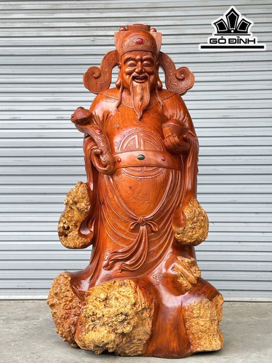 Tượng Thần Tài Gỗ Nu Hương Cao 182 Ngang 98 Sâu 86 (cm)
