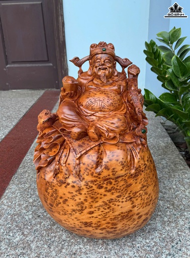 Tượng Thần Tài Gỗ Nu Ngọc Am Cao 45 Ngang 31 Sâu 29 (cm)