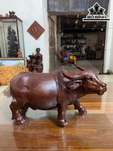 Tượng Trâu Gỗ Cẩm Cao 25 Ngang 41 Sâu 20 (cm)